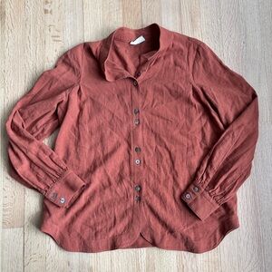 Poetry - Linen Blend Funnel-Neck Blouse